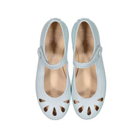 Papanatas Mint Leather Petal Mary Janes