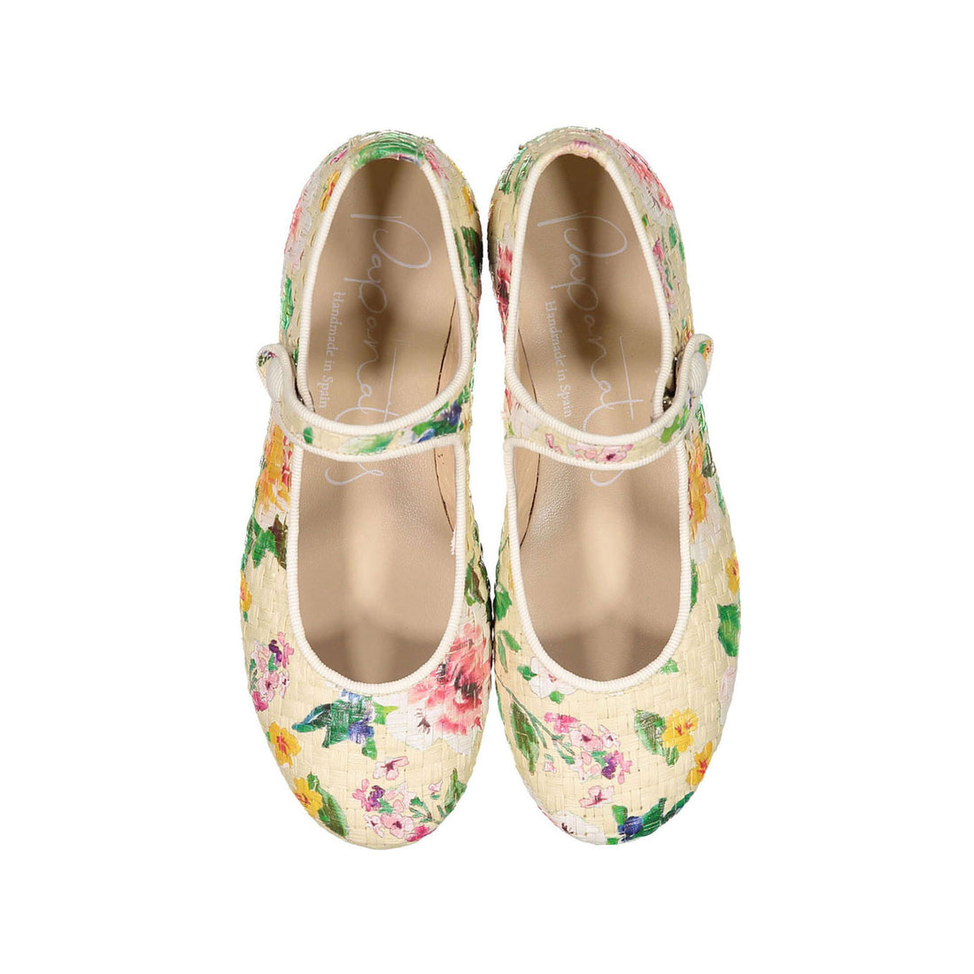 Papanatas Pale Yellow Floral Mary Janes