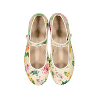 Papanatas Pale Yellow Floral Mary Janes