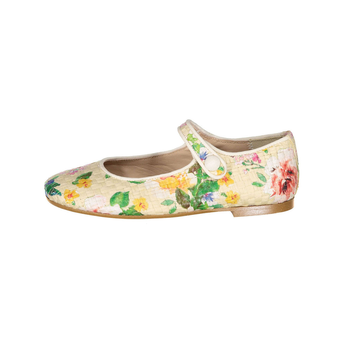 Papanatas Pale Yellow Floral Mary Janes