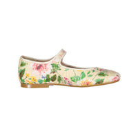 Papanatas Pale Yellow Floral Mary Janes