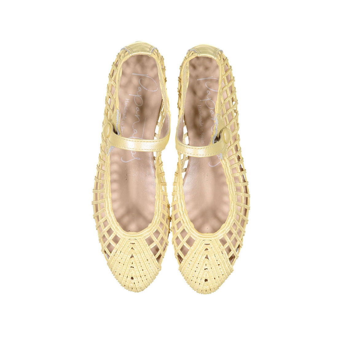 Papanatas Pale Yellow Openwork Mary Janes