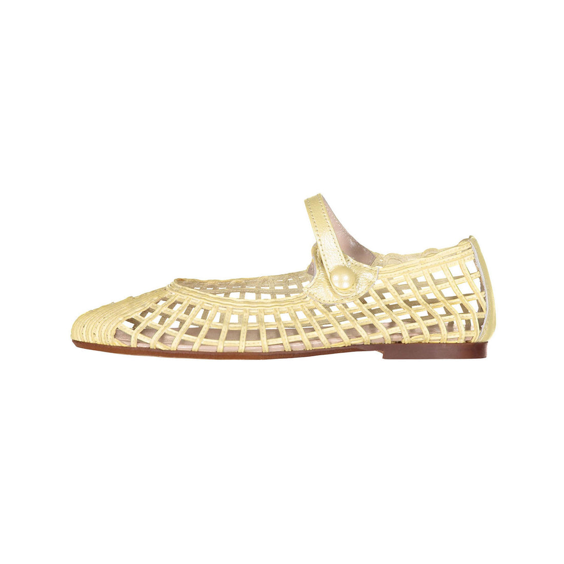 Papanatas Pale Yellow Openwork Mary Janes