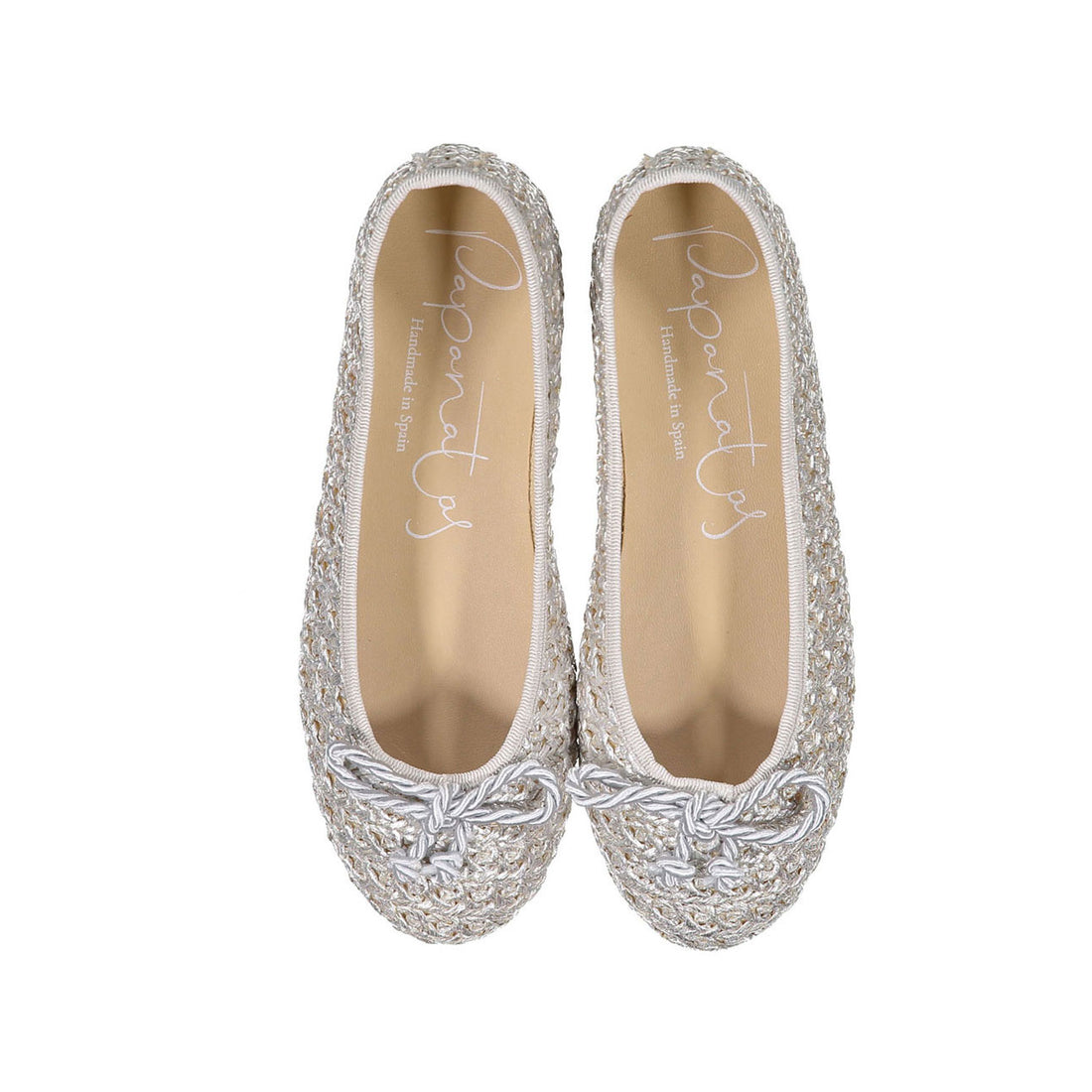 Papanatas Silver Woven Ballet Flats