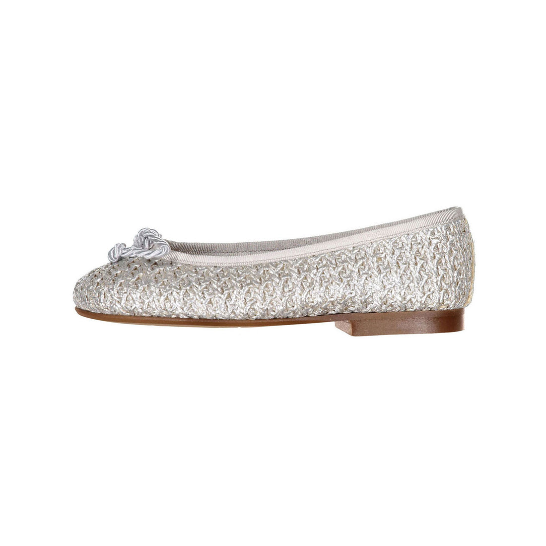 Papanatas Silver Woven Ballet Flats