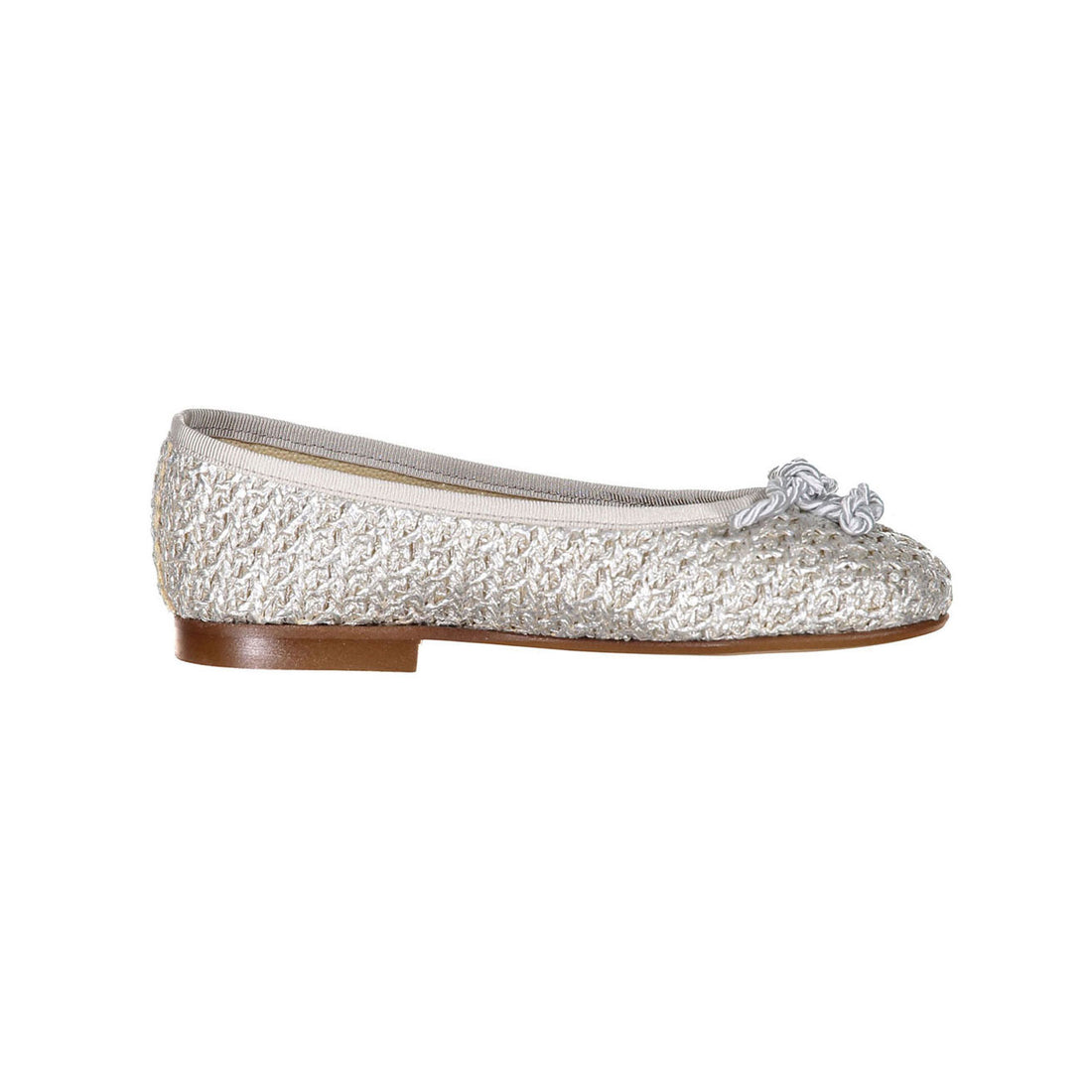 Papanatas Silver Woven Ballet Flats