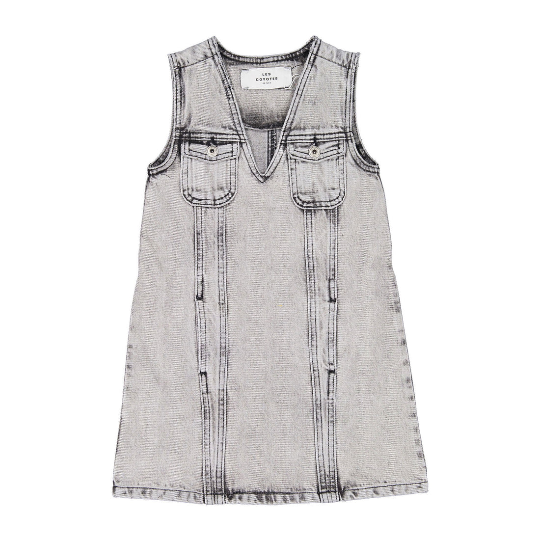 Les Coyotes De Paris Pebble Gray Sleeveless Denim Dress