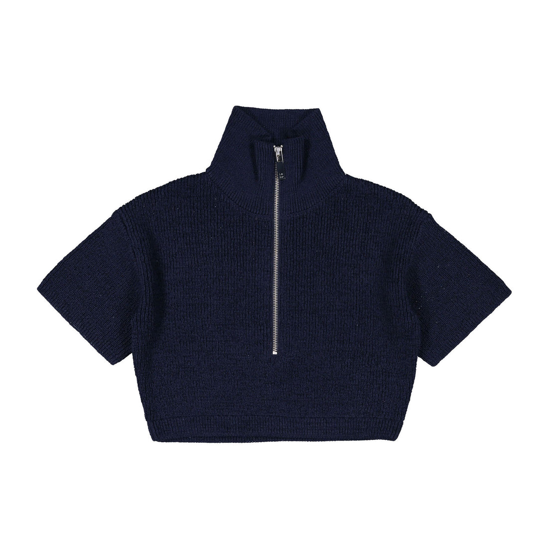 Les Coyotes De Paris Navy Knit Zip Short Sleeve Sweater