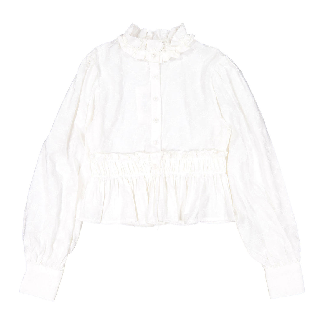 Les Coyotes De Paris White Ruflle Collar Blouse