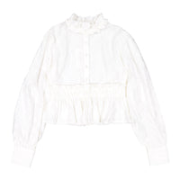 Les Coyotes De Paris White Ruflle Collar Blouse