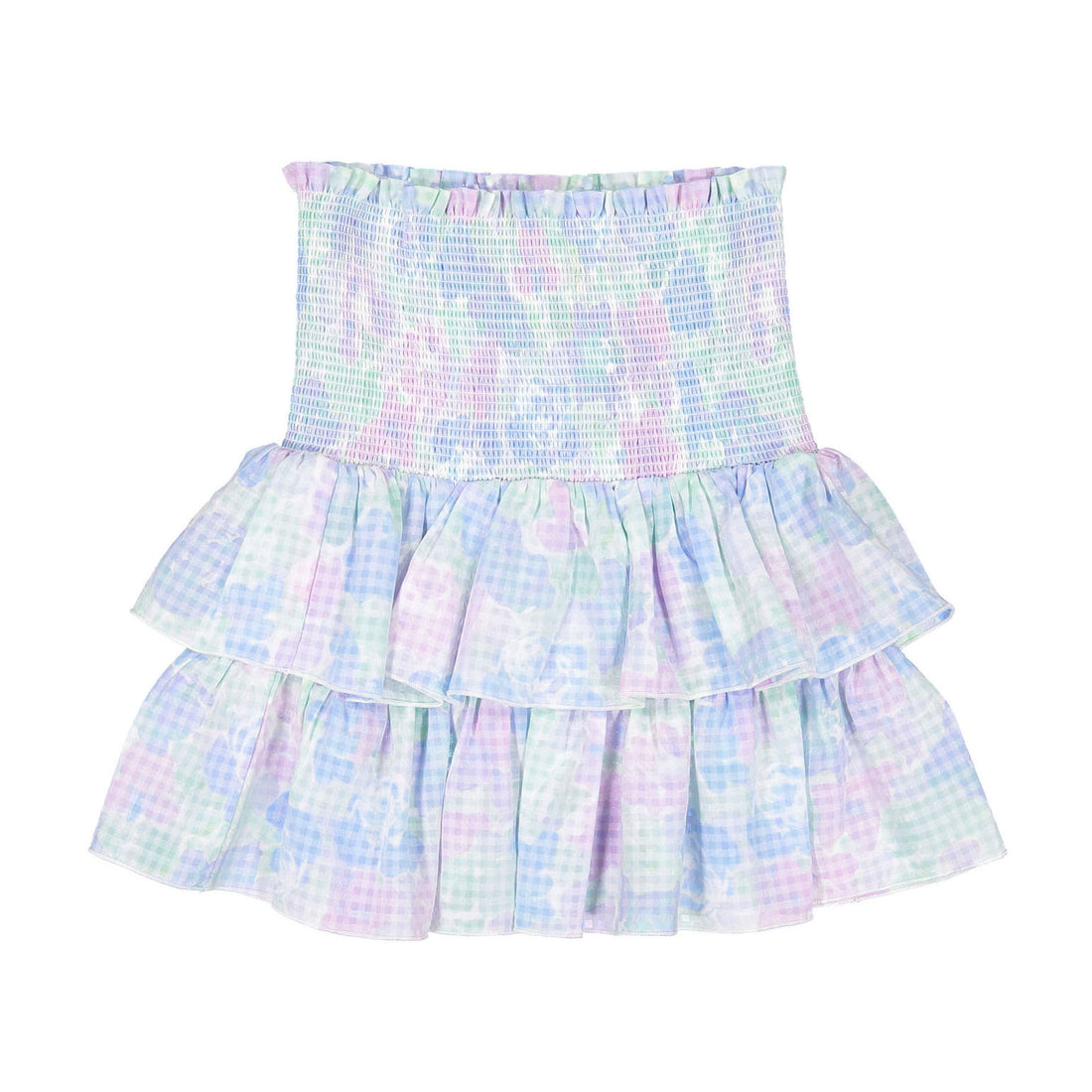 Les Coyotes De Paris Pastel Flower Print Shirred Layered Skirt