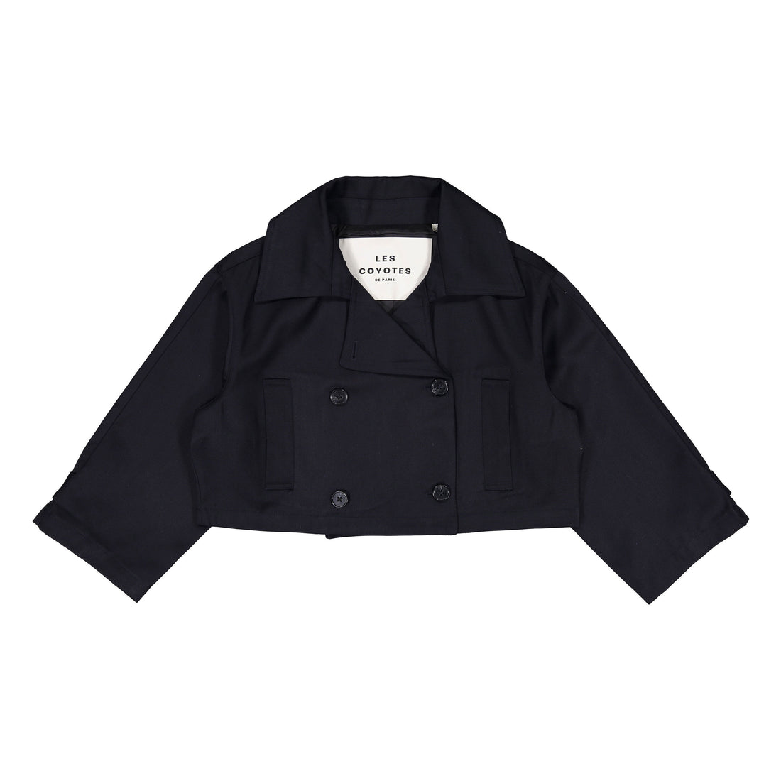 Les Coyotes De Paris Navy Cropped Double Breasted Jacket