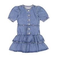 Les Coyotes De Paris Vintage Denim Puff Sleeve Denim Dress