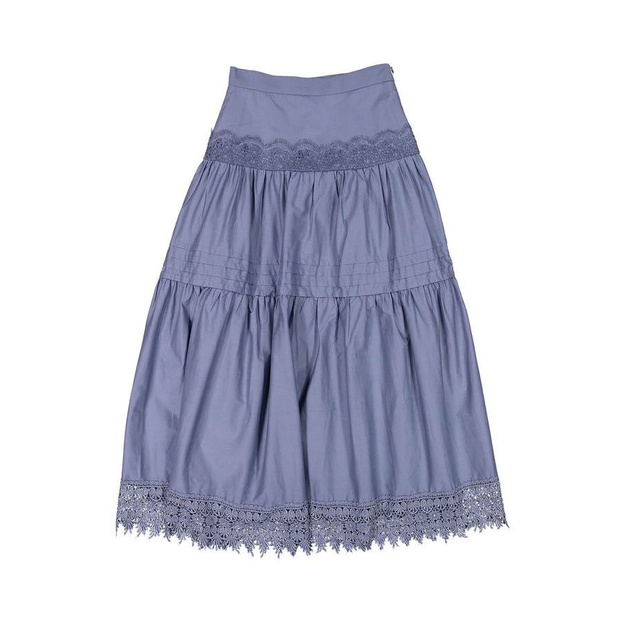A4 Powder Blue Lace Detail Skirt