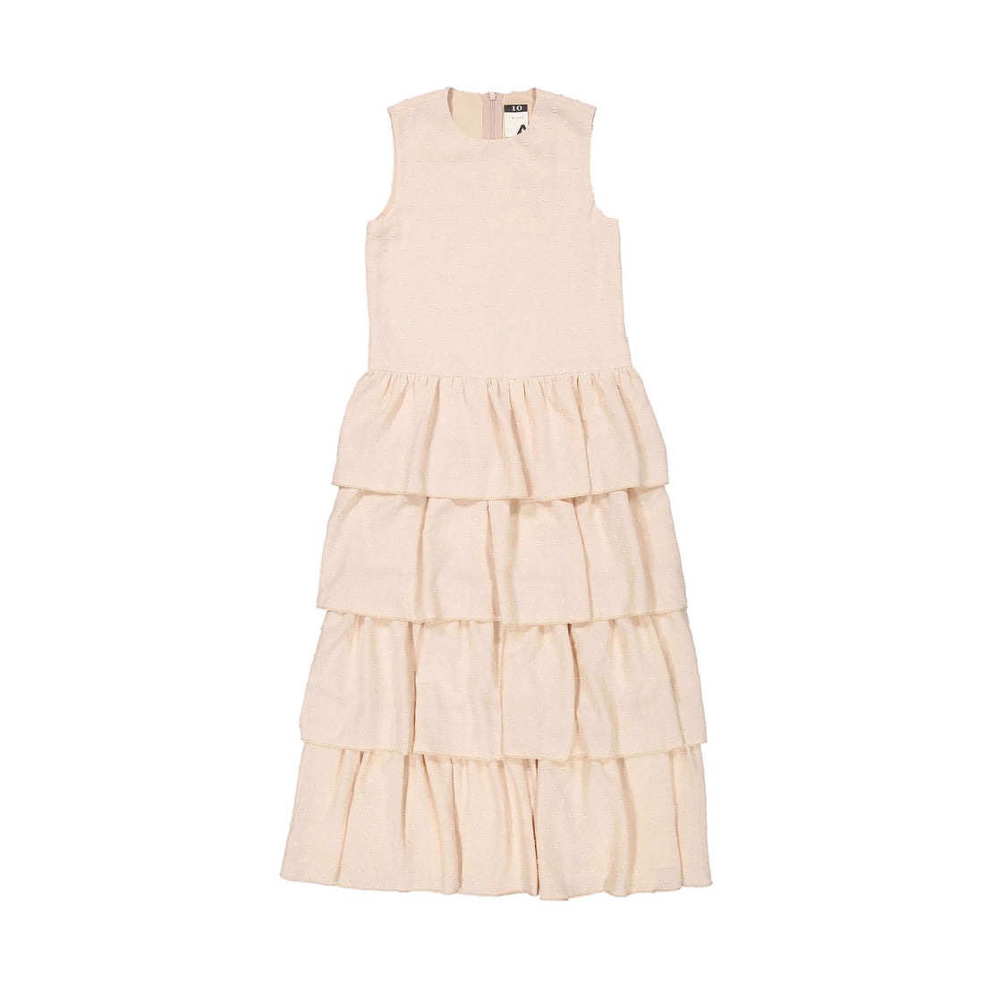 A4 Sand Swiss Dot Layered Maxi Dress