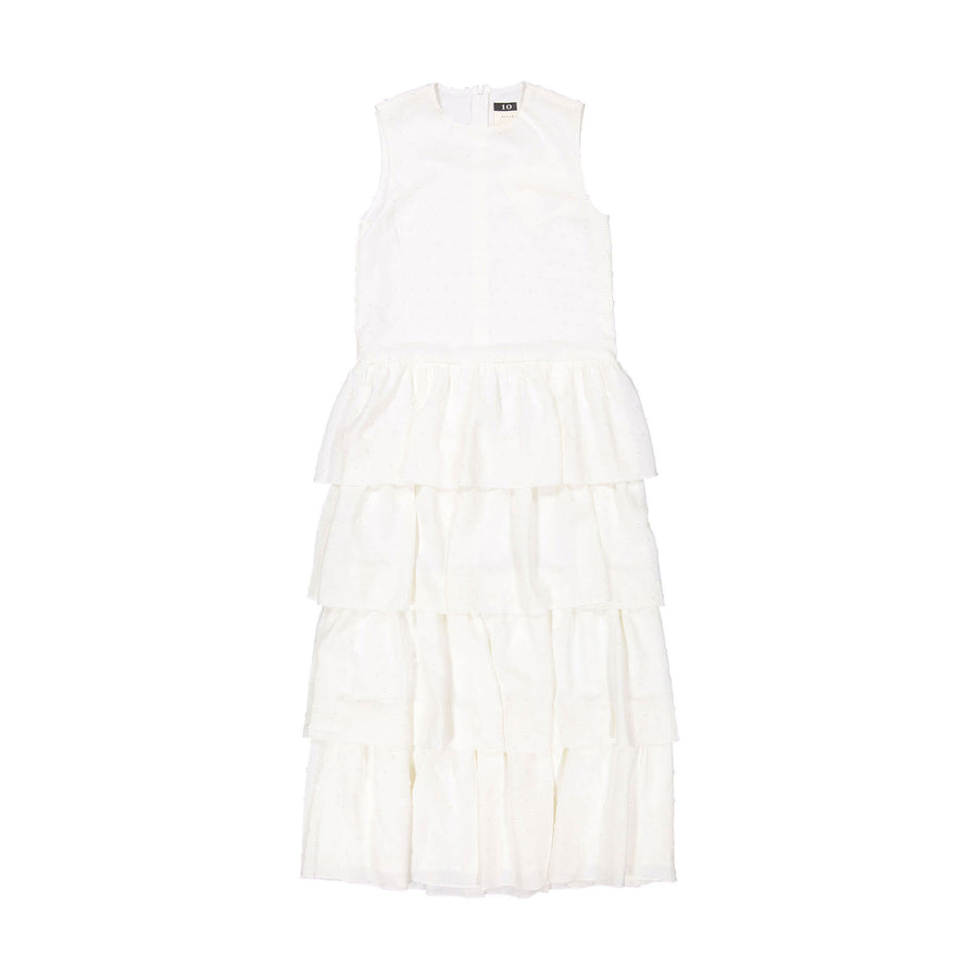 A4 Cream Swiss Dot Layered Maxi Dress – Ladida