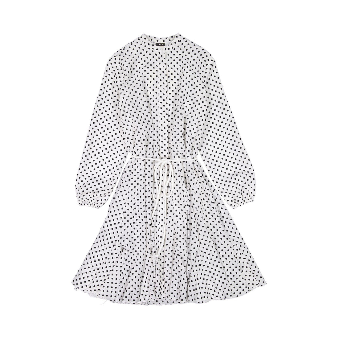 A4 White Dot Frilled Hem Dress