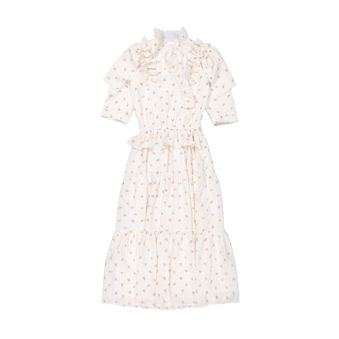 A4 Flower Grid Yoke Dress