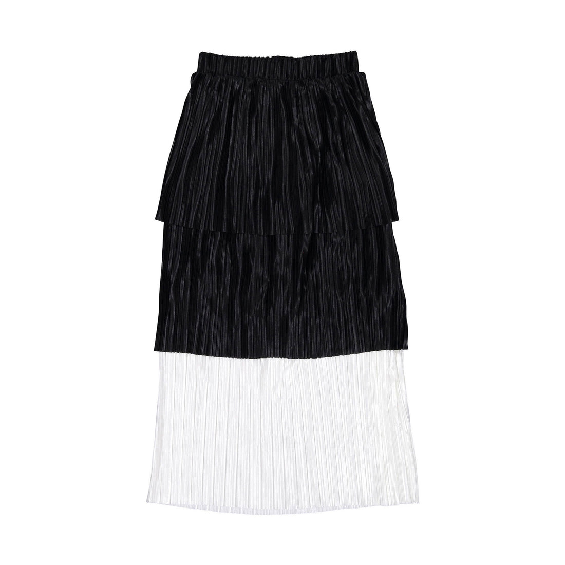 Ava and Lu Black/White Soft Pleated Layered Skirt