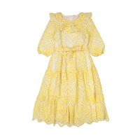 Ava and Lu Yellow Layered Collar Dress