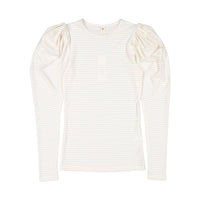 Ava and Lu Off White Stripe Puff Tee