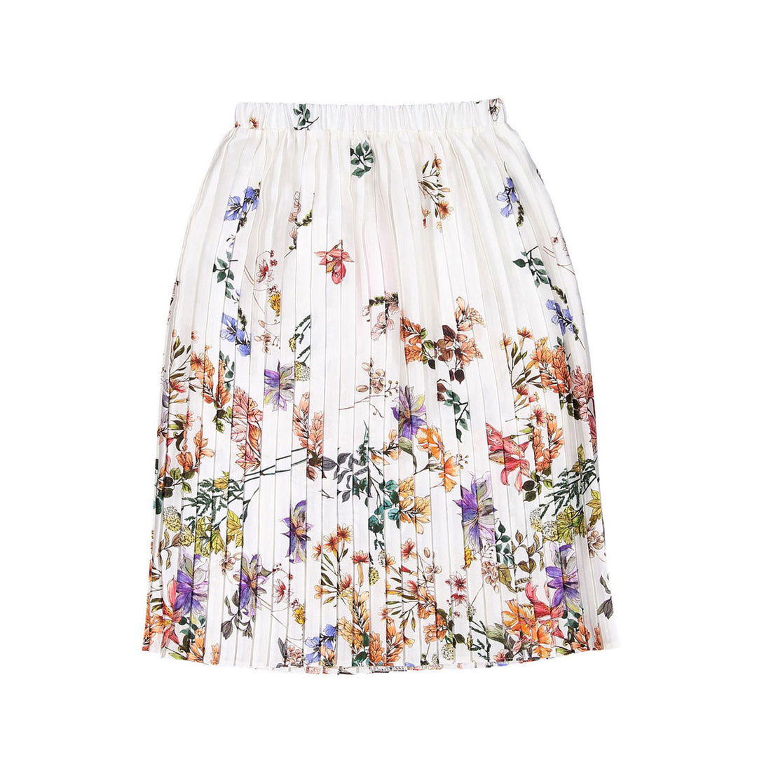 Christina Rohde White Floral Pleated Skirt
