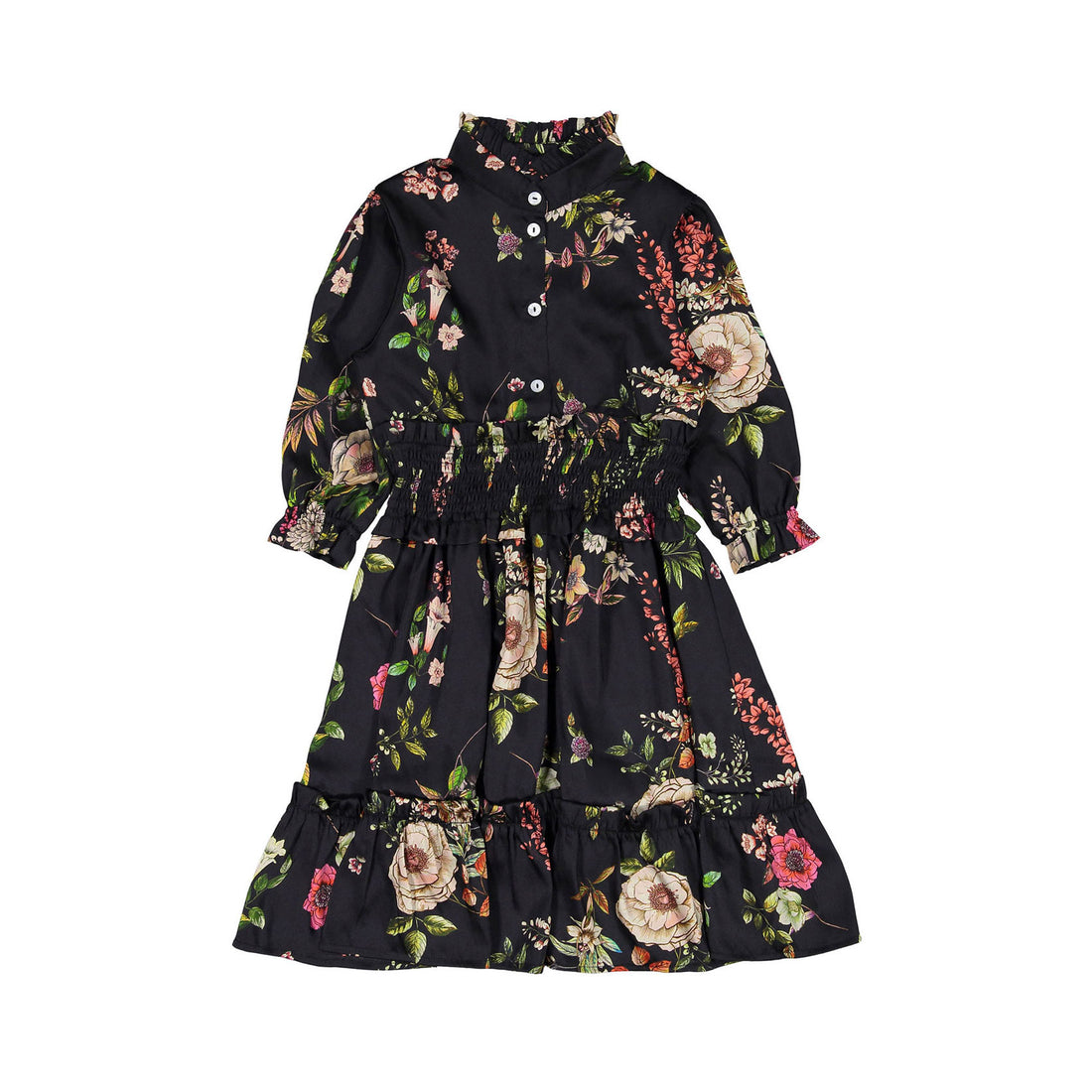 Christina Rohde Black Floral Smocked Dress