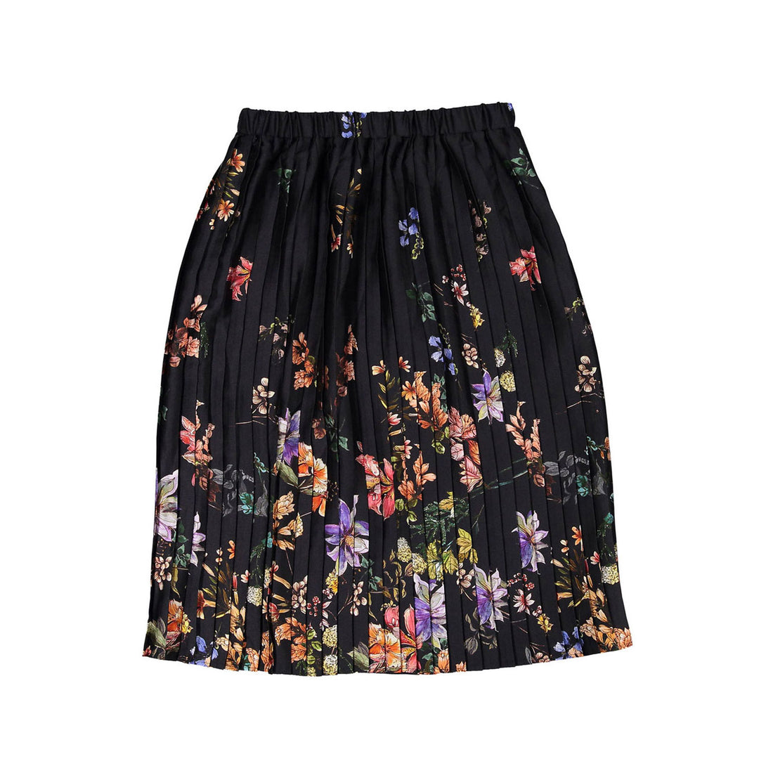 Christina Rohde Black Floral Pleated Skirt