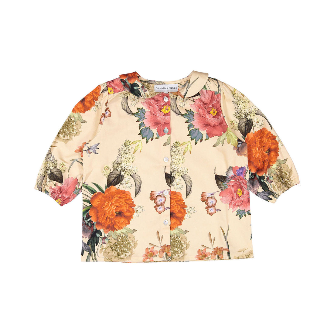 Christina Rohde Beige Floral Collar Blouse