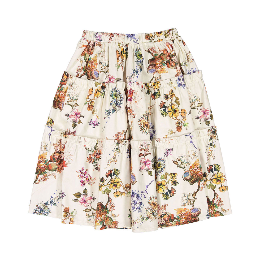 Christina Rohde Ivory Floral Tiered Skirt