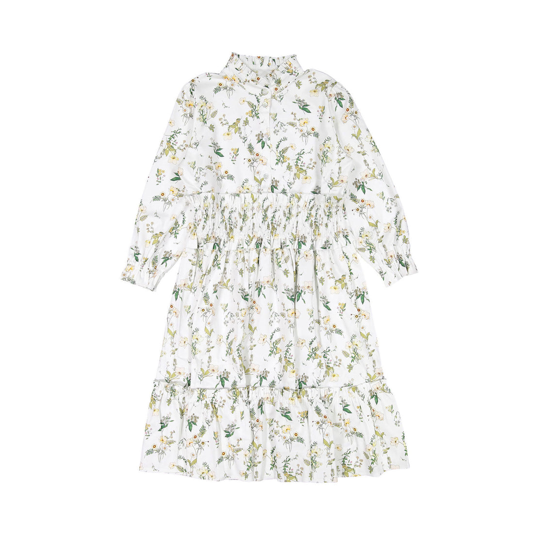 Christina Rohde White Floral Smocked Dress
