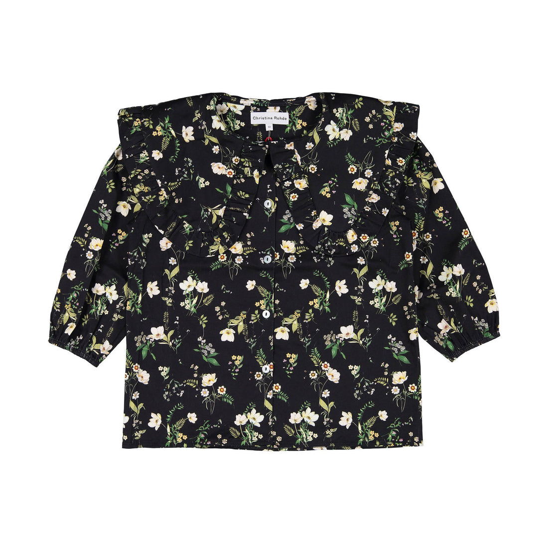 Christina Rohde Black Oversized Collar Blouse