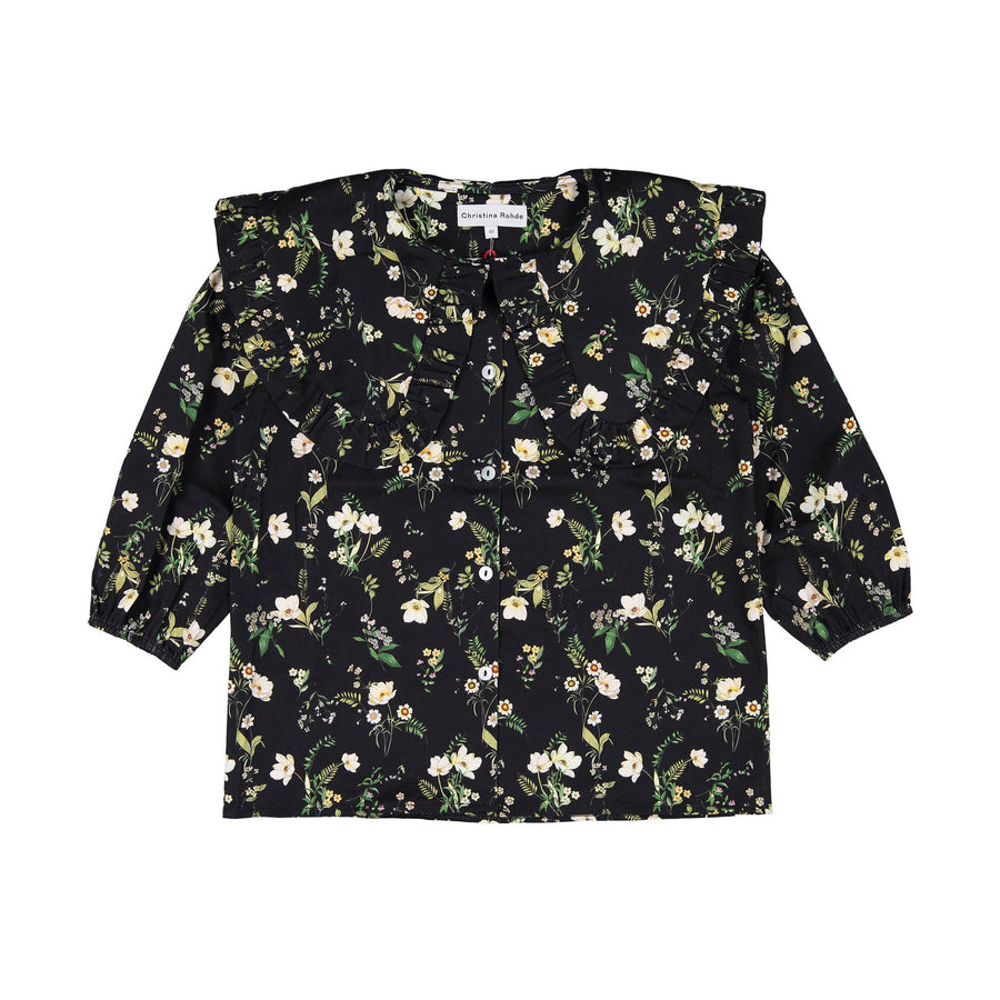 Christina Rohde Black Oversized Collar Blouse