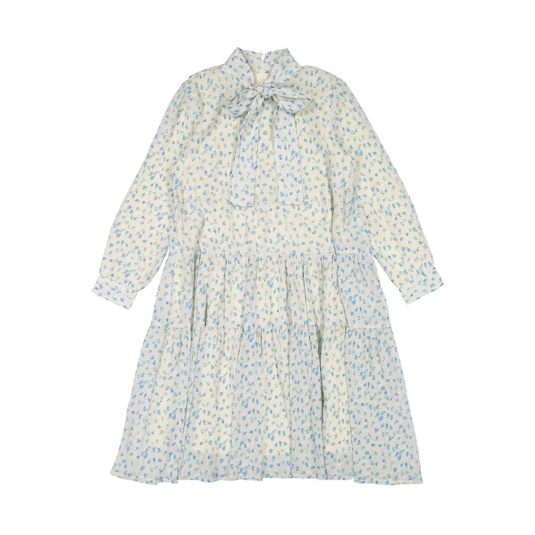 Ava and Lu Blue Floral Neck Tie Dress