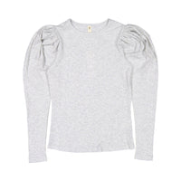 Ava and Lu Light Heather Grey Puff Long Sleeve Tee