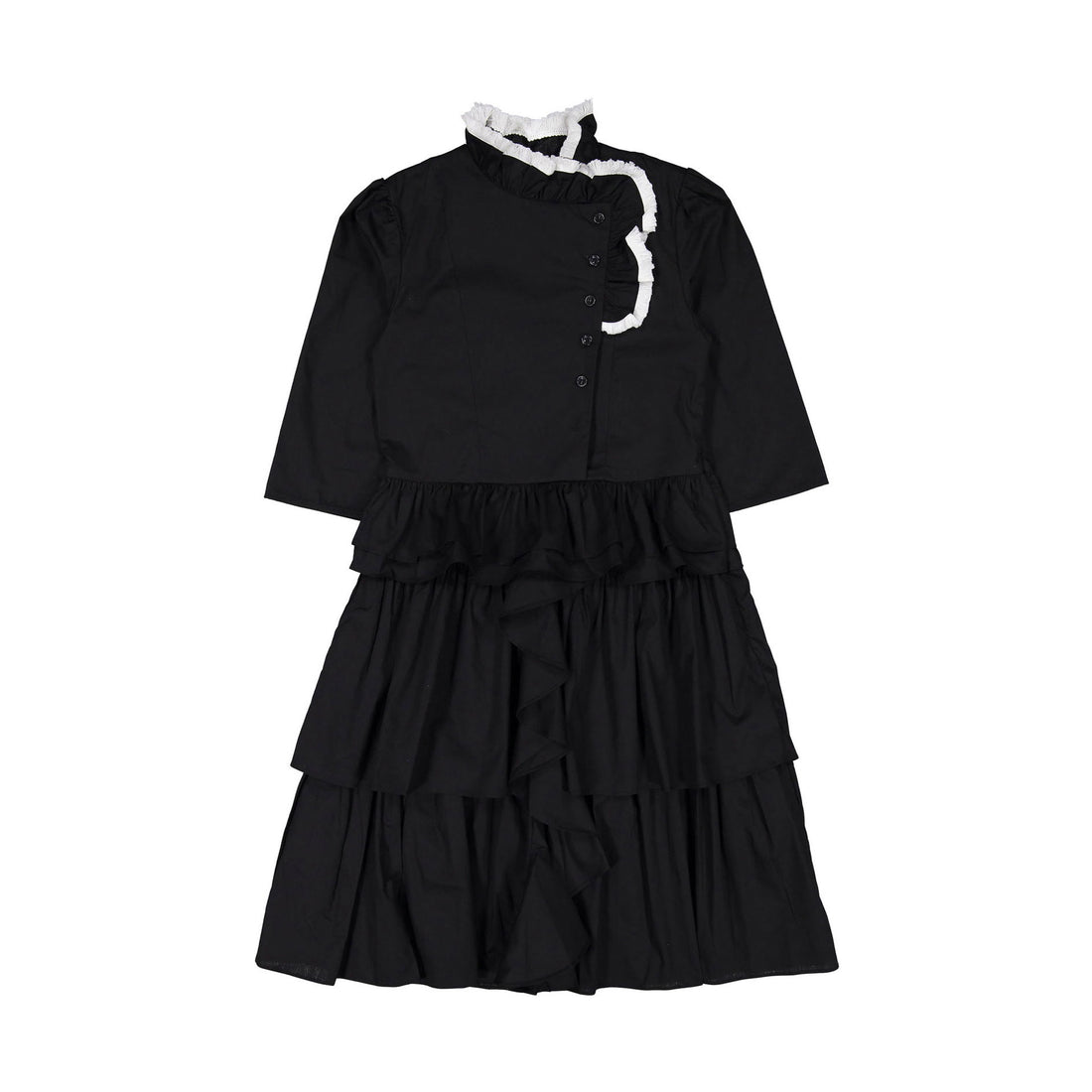 Ava and Lu Black High Collar Layered Dress