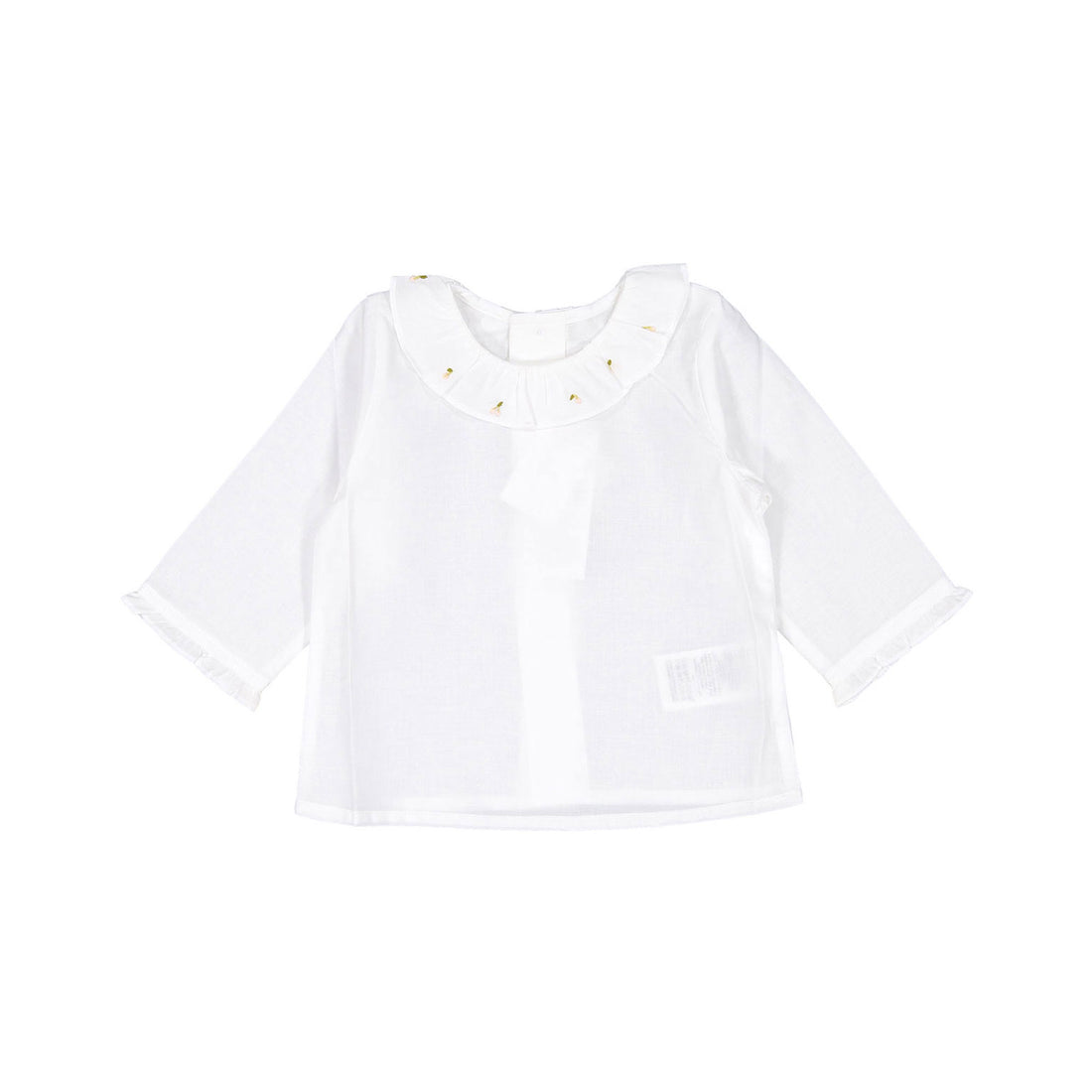 Bonpoint White Flower Embroidered Collar Baby Blouse
