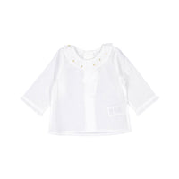 Bonpoint White Flower Embroidered Collar Baby Blouse