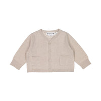 Bonpoint Taupe Embossed Back Baby Cardigan