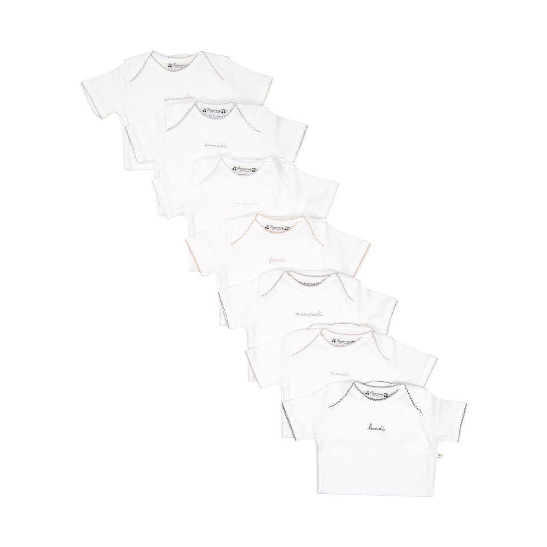Bonpoint White Days Of The Week Bodysuits