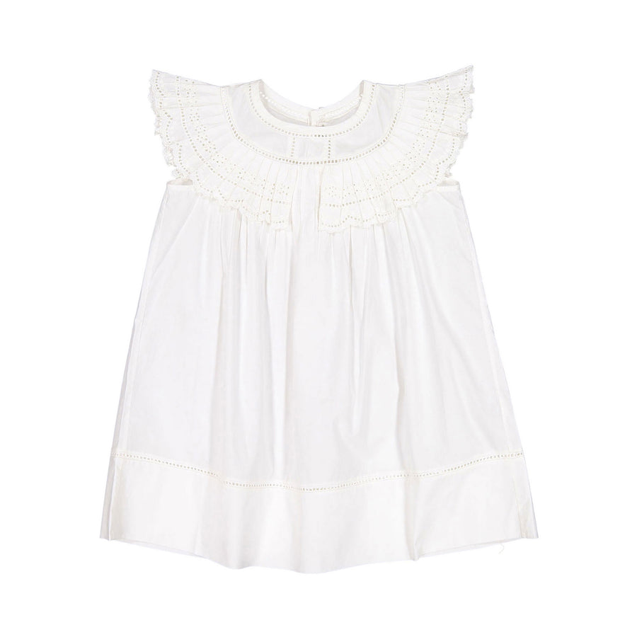 Bonpoint White Pleated Collar Amber Dress