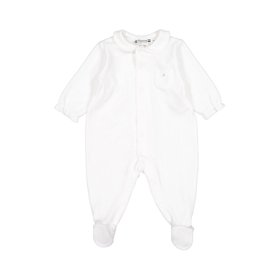 Bonpoint White Velour Permanent Footie