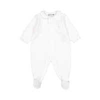 Bonpoint White Velour Permanent Footie