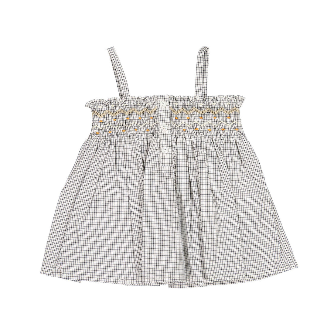 Bonpoint Marine Check Smocked Abricot Baby Blouse