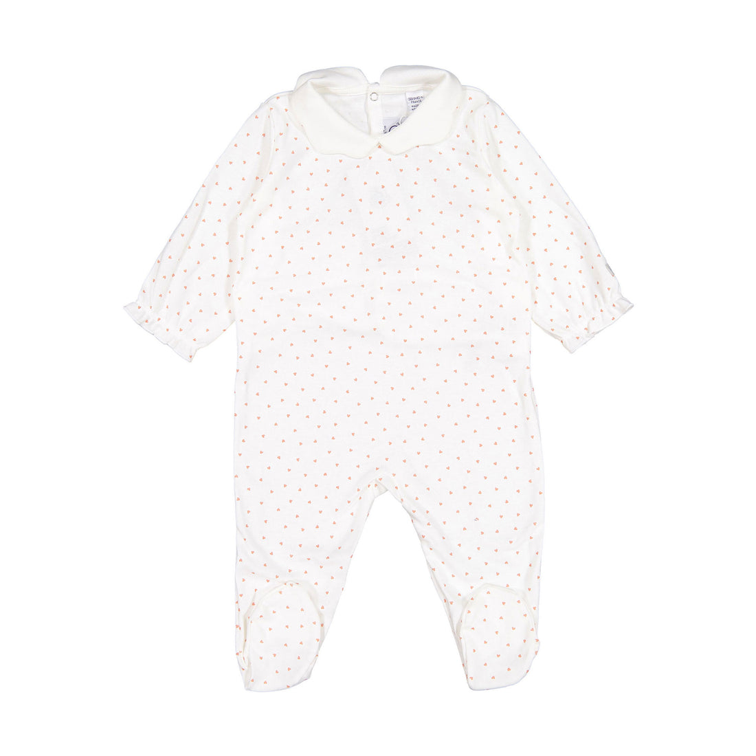 Petit Bateau Back Snap Heart Print Footie