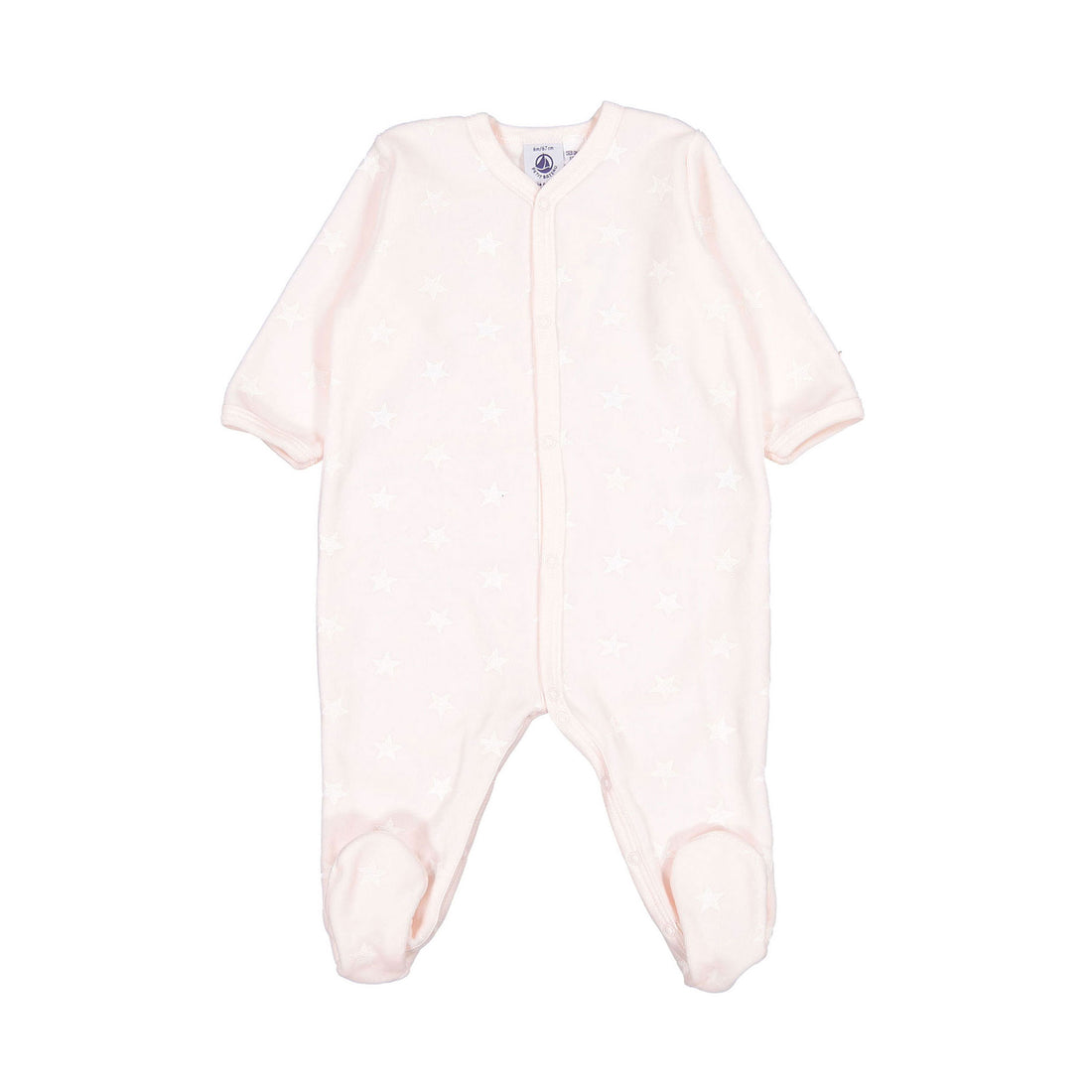 Petit Bateau Pink Velour Star Print Footie