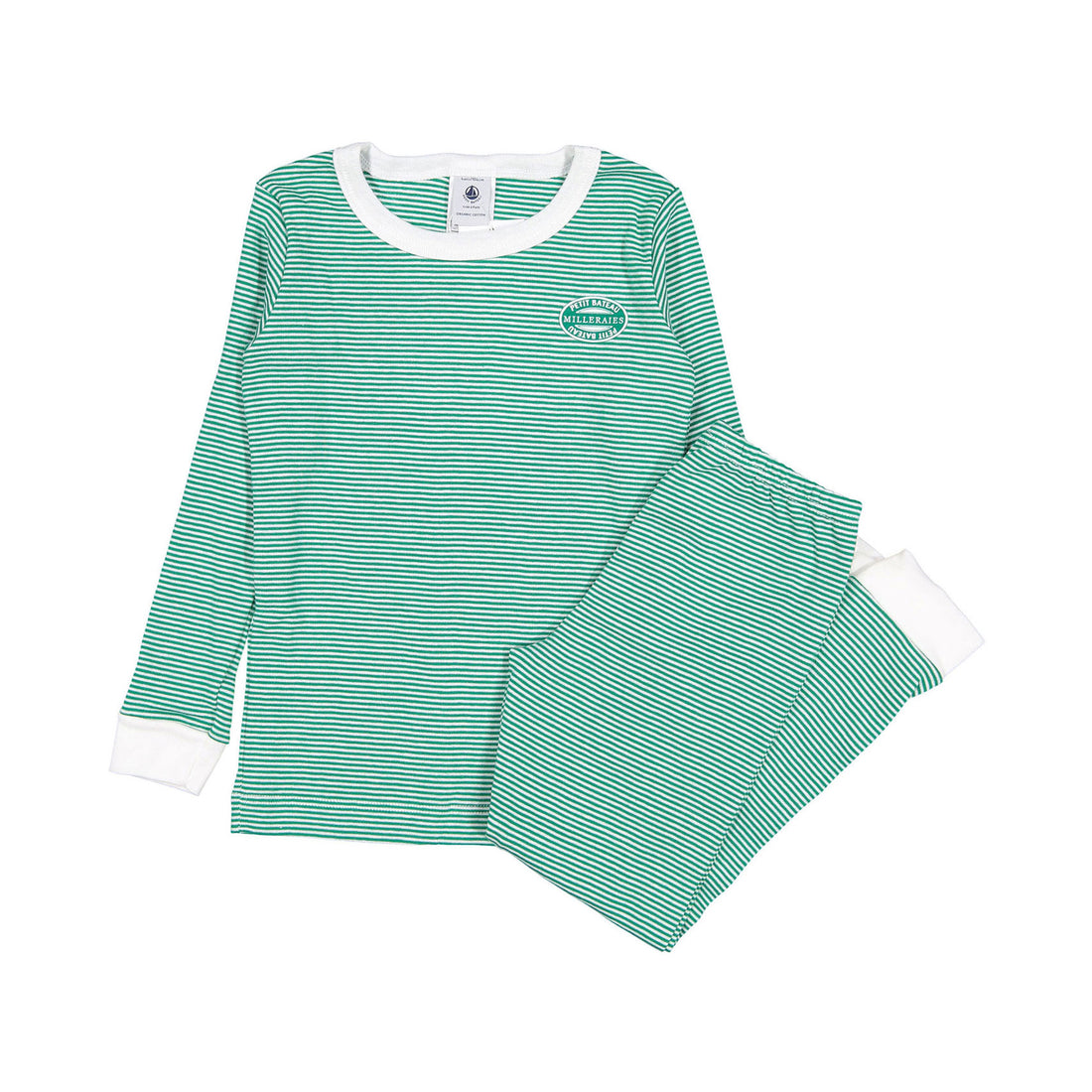 Petit Bateau Green Stripe Long Lounge Set