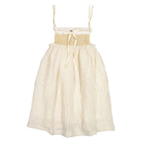 Belle Chiara Ecru Crinkle Muslin Lined Dress