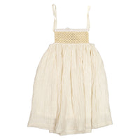 Belle Chiara Ecru Crinkle Muslin Lined Dress