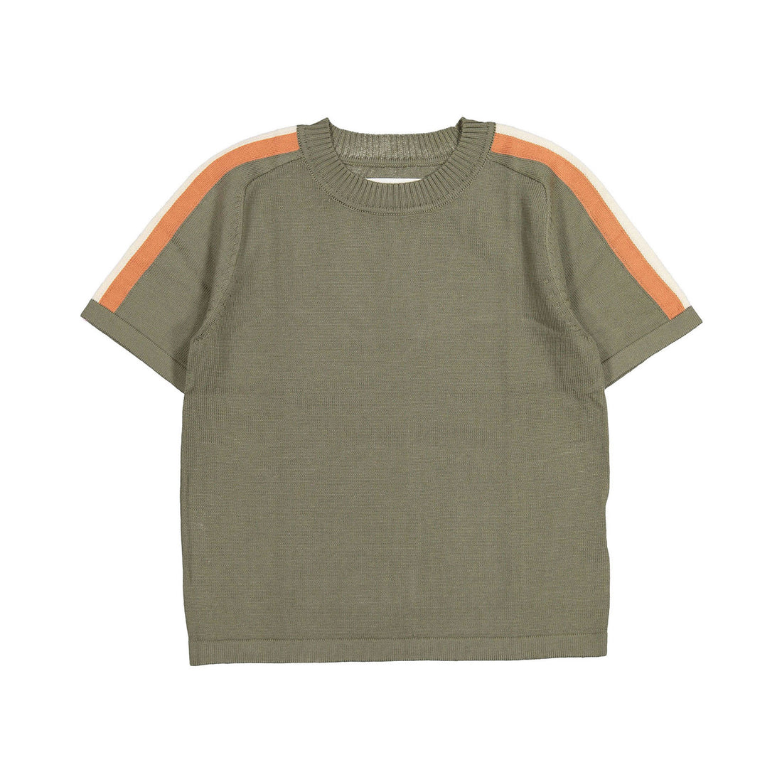 Aymara Olive Juno Short Sleeve Stripe Pullover